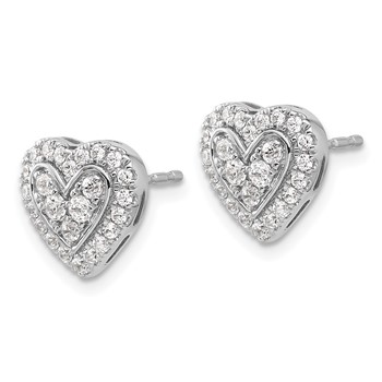 14k White Gold 3/4 carat Lab Grown Diamond VS/SI+ G+ Complete Halo Heart Post Earrings — alternate view
