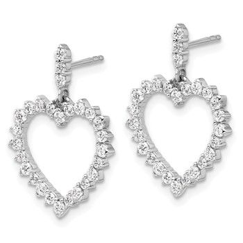 14k White Gold 1 carat Lab Grown Diamond VS/SI+ G+ Complete Dangle Heart Post Earrings — alternate view