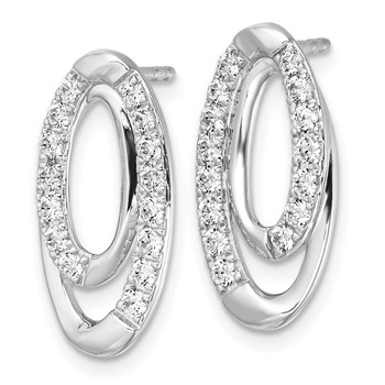 14k White Gold 5/8 carat Lab Grown Diamond VS/SI+ G+ Complete Oval Post Earrings — alternate view