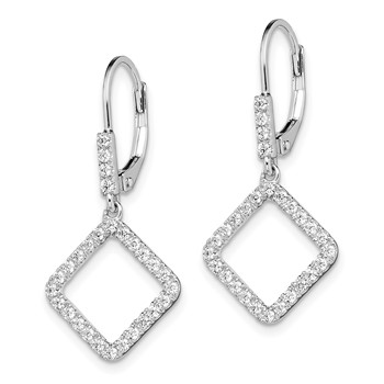 14k White Gold 1/2 carat Lab Grown Diamond VS/SI+ G+ Complete Dangle Square Leverback Earrings — alternate view
