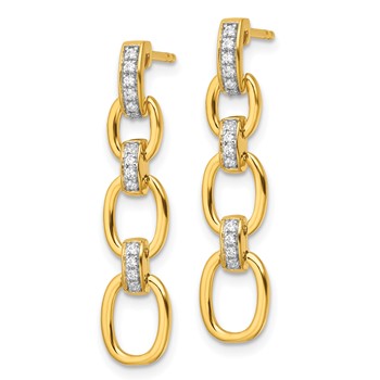 14k 1/6 carat Lab Grown Diamond VS/SI+ G+ Complete Fashion Dangle Link Post Earrings — alternate view