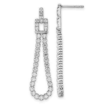 14k White Gold 1 5/8 carat Lab Grown Diamond VS/SI+ G+ Complete Dangle Loop Post Earrings
