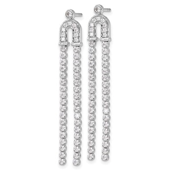 14k White Gold 2 carat Lab Grown Diamond VS/SI+ G+ Complete Dangle Post Earrings — alternate view