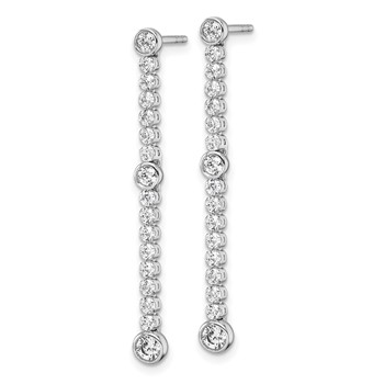 14k White Gold 1 carat Lab Grown Diamond VS/SI+ G+ Complete Dangle Post Earrings — alternate view