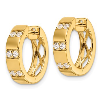 14k 1/3 carat Lab Grown Diamond VS/SI+ G+ Complete Fashion Hinged Hoop Earrings — alternate view