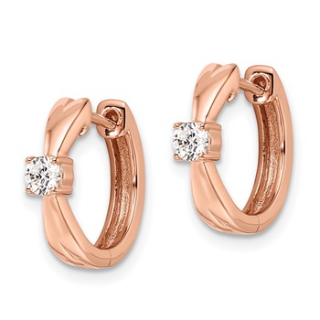 14k Rose Gold 1/5 carat Lab Grown Diamond VS/SI+ G+ Complete Fashion Hinged Hoop Earrings — alternate view