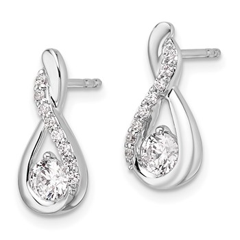 14K White Gold Polished 5/8 carat Diamond Teardrop Post Earrings — alternate view
