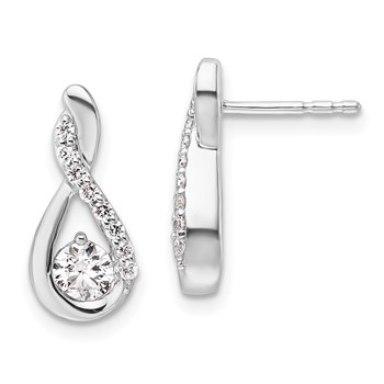 14K White Gold Polished 5/8 carat Diamond Teardrop Post Earrings