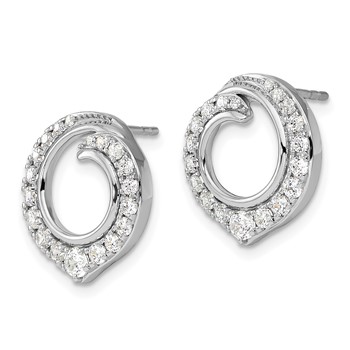 14k White Gold 1 carat Lab Grown Diamond VS/SI+ G+ Circle Post Earrings — alternate view