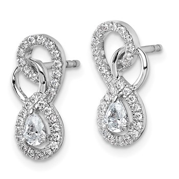 14K White Gold Polished 1/2 carat Diamond Infinity Drop Post Earrings — alternate view
