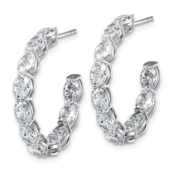 14k White Gold 6 carat Lab Grown Diamond VS/SI+ G+ Oval Complete In and Out Hoop Earrings — alternate view