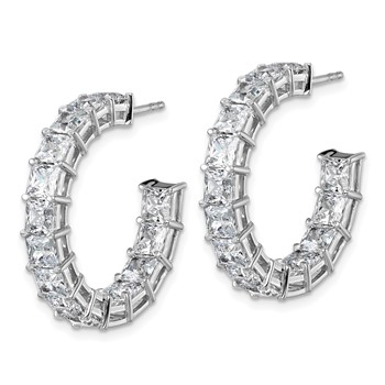 14k White Gold 8 1/3 carat Lab Grown Diamond VS/SI+ G+ Princess Complete In and Out Hoop Earrings — alternate view