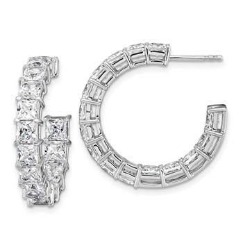 14k White Gold 8 1/3 carat Lab Grown Diamond VS/SI+ G+ Princess Complete In and Out Hoop Earrings