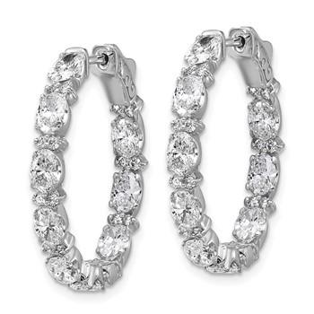 14kw Certified Oval and Round VS DEF Diamond Inside/Outside Hoop Earrings — alternate view