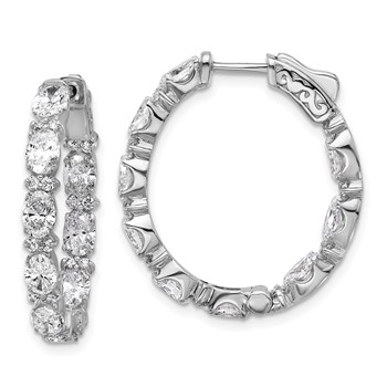 14kw Certified Oval and Round VS DEF Diamond Inside/Outside Hoop Earrings