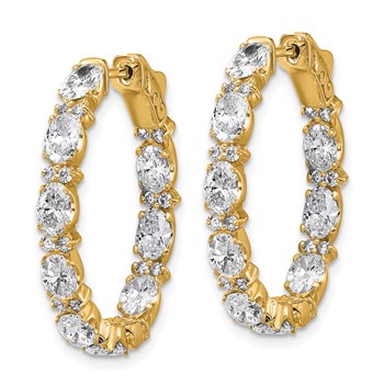 14K Certified Oval and Round VS/SI FGH Diamond Inside/Outside Hoop Earrings — alternate view