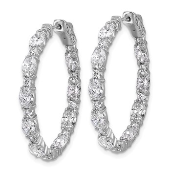 14kw Certified Oval and Round VS DEF Diamond Inside/Outside Hoop Earrings — alternate view