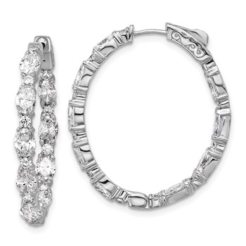 14kw Certified Oval and Round VS DEF Diamond Inside/Outside Hoop Earrings