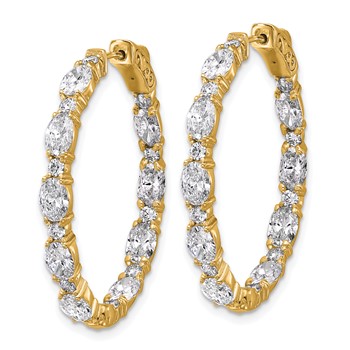 14K Certified Oval and Round VS DEF Diamond Inside/Outside Hoop Earrings — alternate view