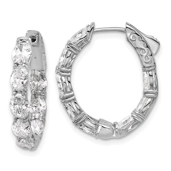 14kw Certified 5x3 Oval Lab Grown VS DEF Diamond Inside/Outside Hoop Earrin