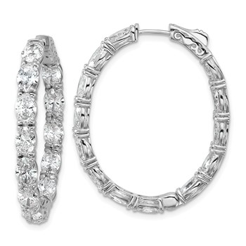 14kw Certified Oval and Round VS/SI FGH Diamond Inside/Outside Hoop Earring