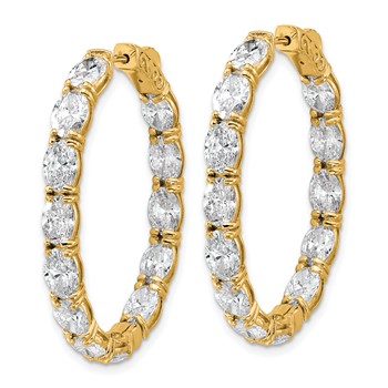 14K Certified Oval and Round VS DEF Diamond Inside/Outside Hoop Earrings — alternate view
