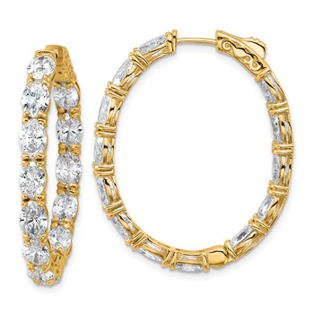 14K Certified Oval and Round VS DEF Diamond Inside/Outside Hoop Earrings