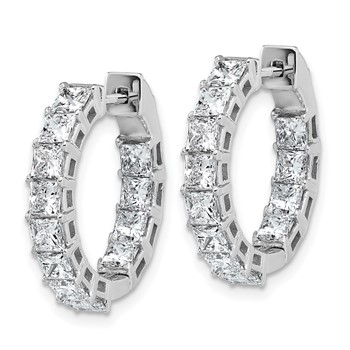 14kw Inside/Outside Cert Lab Grown VS/SI FGH Princess Diamond Hoop Earrings — alternate view
