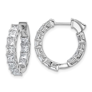14kw Inside/Outside Cert Lab Grown VS/SI FGH Princess Diamond Hoop Earrings