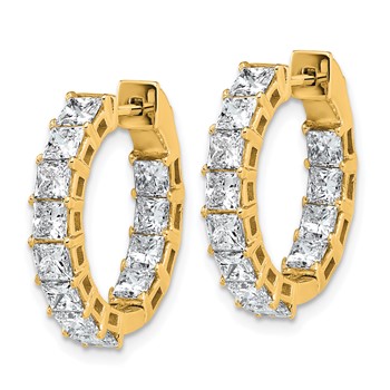 14k Inside/Outside Cert Lab Grown VS/SI FGH Princess Diamond Hoop Earrings — alternate view