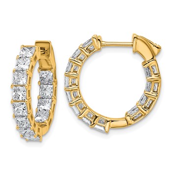 14k Inside/Outside Cert Lab Grown VS/SI FGH Princess Diamond Hoop Earrings