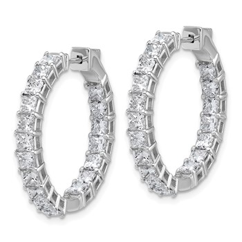 14kw Inside/Outside Cert Lab Grown VS/SI GH Princess Diamond Hoop Earrings — alternate view