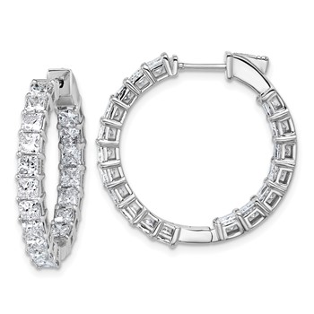 14kw Inside/Outside Cert Lab Grown VS/SI GH Princess Diamond Hoop Earrings