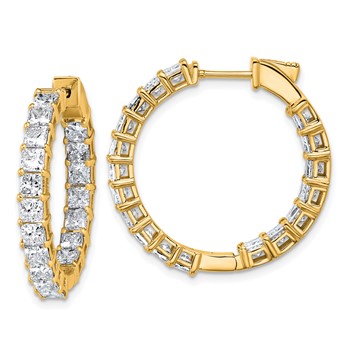 14k Inside/Outside Cert Lab Grown VS DEF Princess Diamond Hoop Earrings