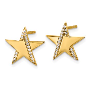 14K Polished 1/8 carat Diamond Star Post Earrings — alternate view
