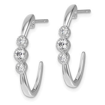14K White Gold Polished 3/8 carat Diamond J-Hoop Post Earrings — alternate view