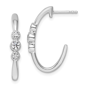 14K White Gold Polished 3/8 carat Diamond J-Hoop Post Earrings