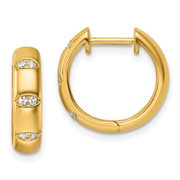 14K 1/8 carat Diamond Fancy Hinged Hoop Earrings
