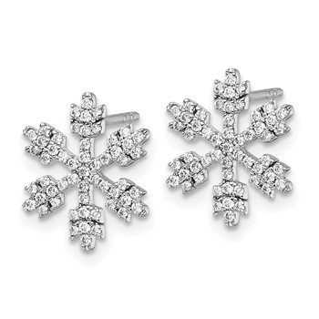 14k White Gold 1/2 carat Diamond Snowflake Post Earrings — alternate view