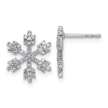 14k White Gold 1/2 carat Diamond Snowflake Post Earrings