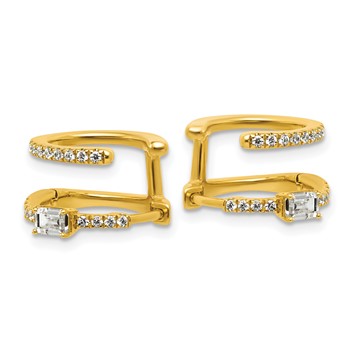 True Origin 14K Yellow Gold 5/8 carat Lab Grown Diamond VS+ F+ Hinged Hoop Complete Earrings — alternate view