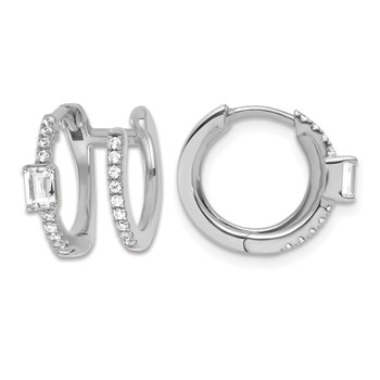True Origin 14K White Gold 5/8 carat Lab Grown Diamond VS+ F+ Hinged Hoop Complete Earrings