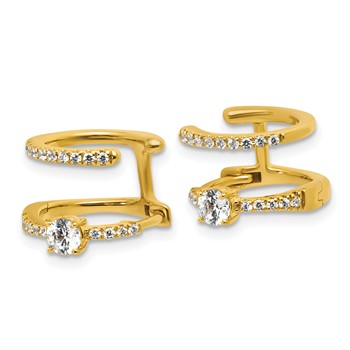 True Origin 14K Yellow Gold 5/8 carat Lab Grown Diamond VS+ F+ Hinged Hoop Complete Earrings — alternate view