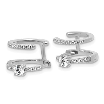 True Origin 14K White Gold 5/8 carat Lab Grown Diamond VS+ F+ Hinged Hoop Complete Earrings — alternate view