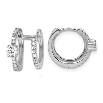 True Origin 14K White Gold 5/8 carat Lab Grown Diamond VS+ F+ Hinged Hoop Complete Earrings