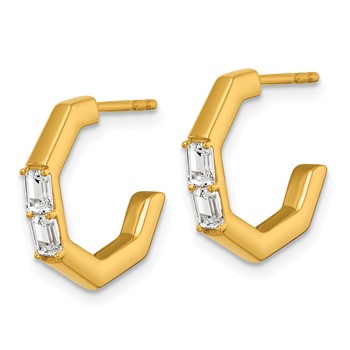 True Origin 14K Yellow Gold 1/2 carat Lab Grown Diamond VS+ F+ C-Hoop Post Complete Earrings — alternate view