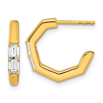 True Origin 14K Yellow Gold 1/2 carat Lab Grown Diamond VS+ F+ C-Hoop Post Complete Earrings