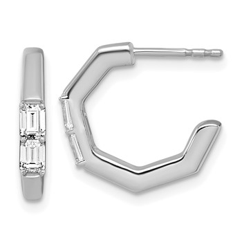 True Origin 14K White Gold 1/2 carat Lab Grown Diamond VS+ F+ C-Hoop Post Complete Earrings