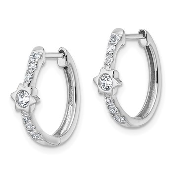 True Origin 14K White Gold 1/2 carat Lab Grown Diamond VS+ F+ Hinged Hoop Complete Earrings — alternate view