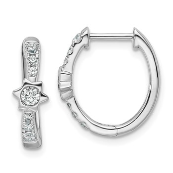 True Origin 14K White Gold 1/2 carat Lab Grown Diamond VS+ F+ Hinged Hoop Complete Earrings